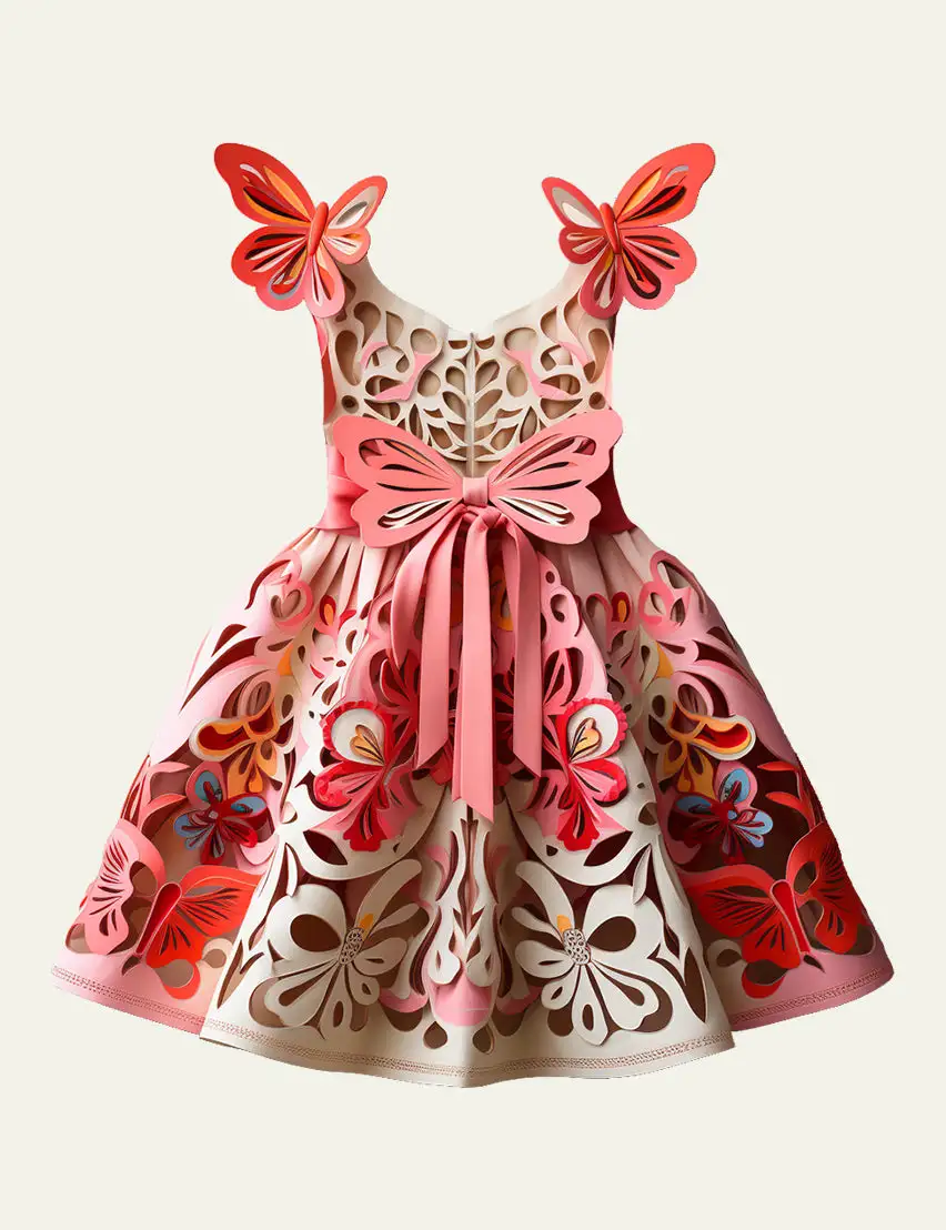 Toddler & Kids Hollow Pattern Bowknot Sleeveless Slip Dress