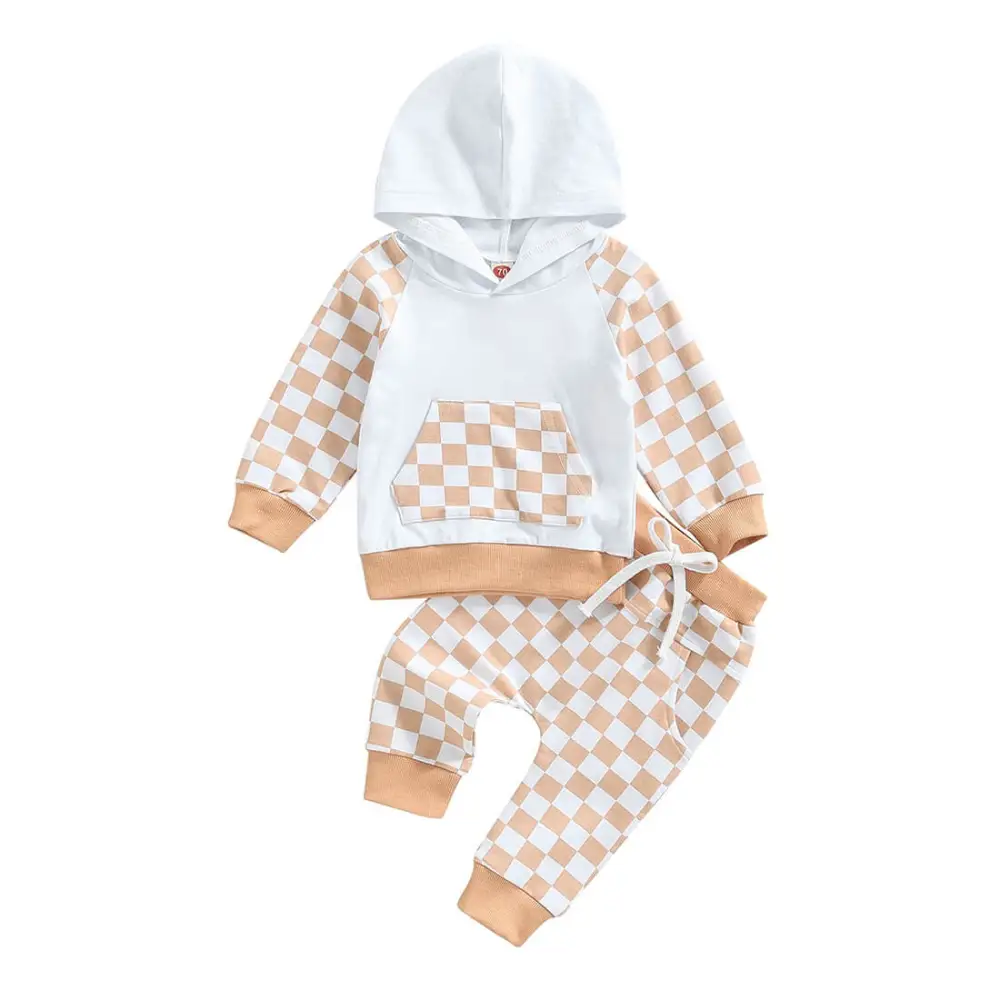 Plaid Pants Hooded Toddler Set