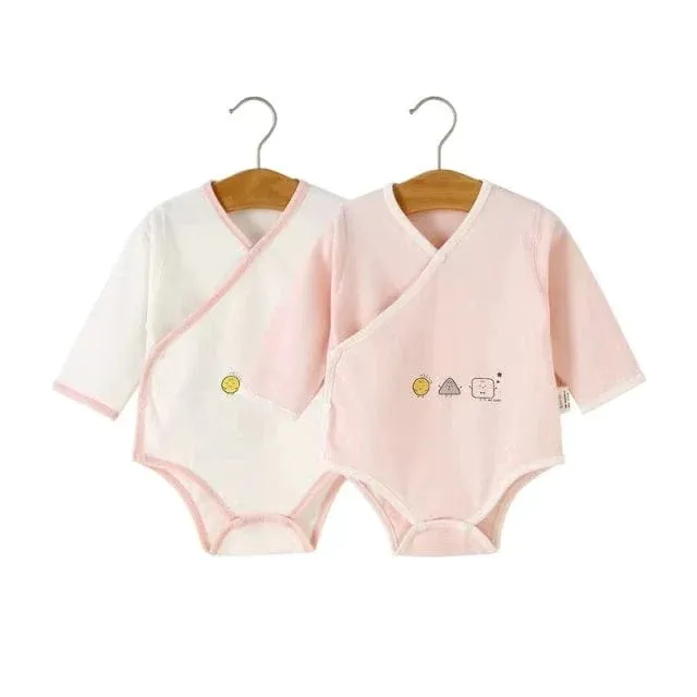2 Pcs Long Sleeve Graphic Print Baby Romper