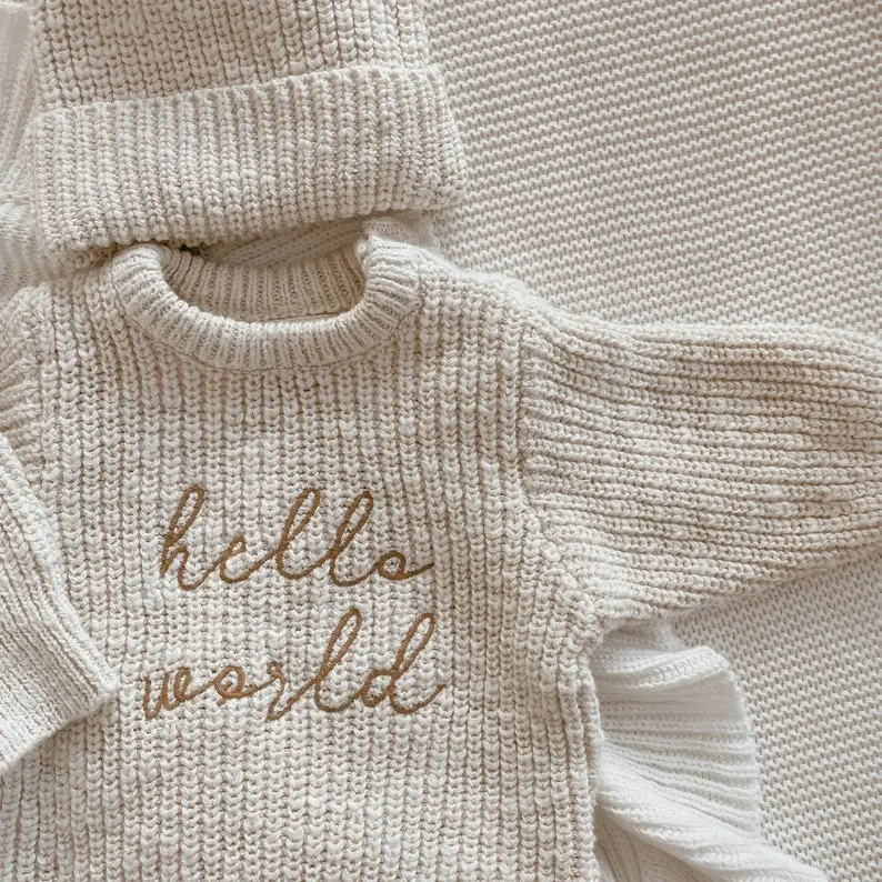 Hello World Chunky Knit Romper - Honey - Romper only -