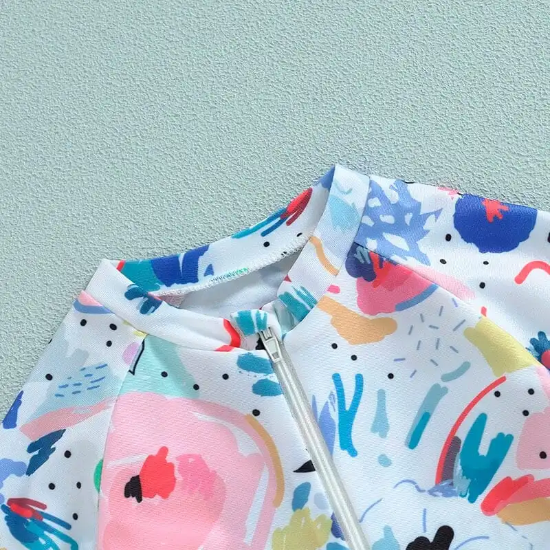 Watercolor Zipper Baby Swimsuit