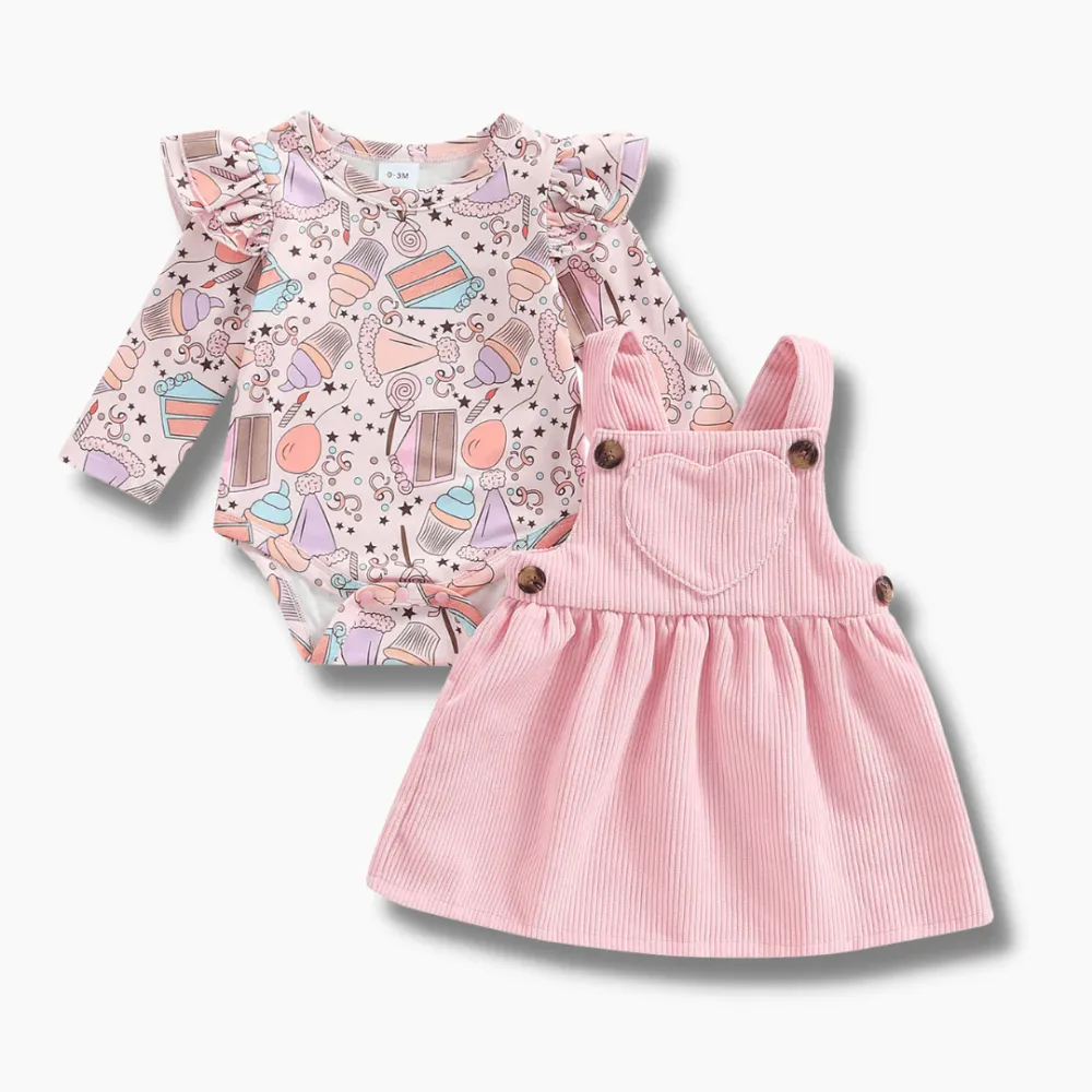 Pinafore Baby Girl Dress Set