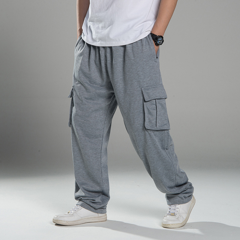 Men's plus size slacks multi-pocket slacks
