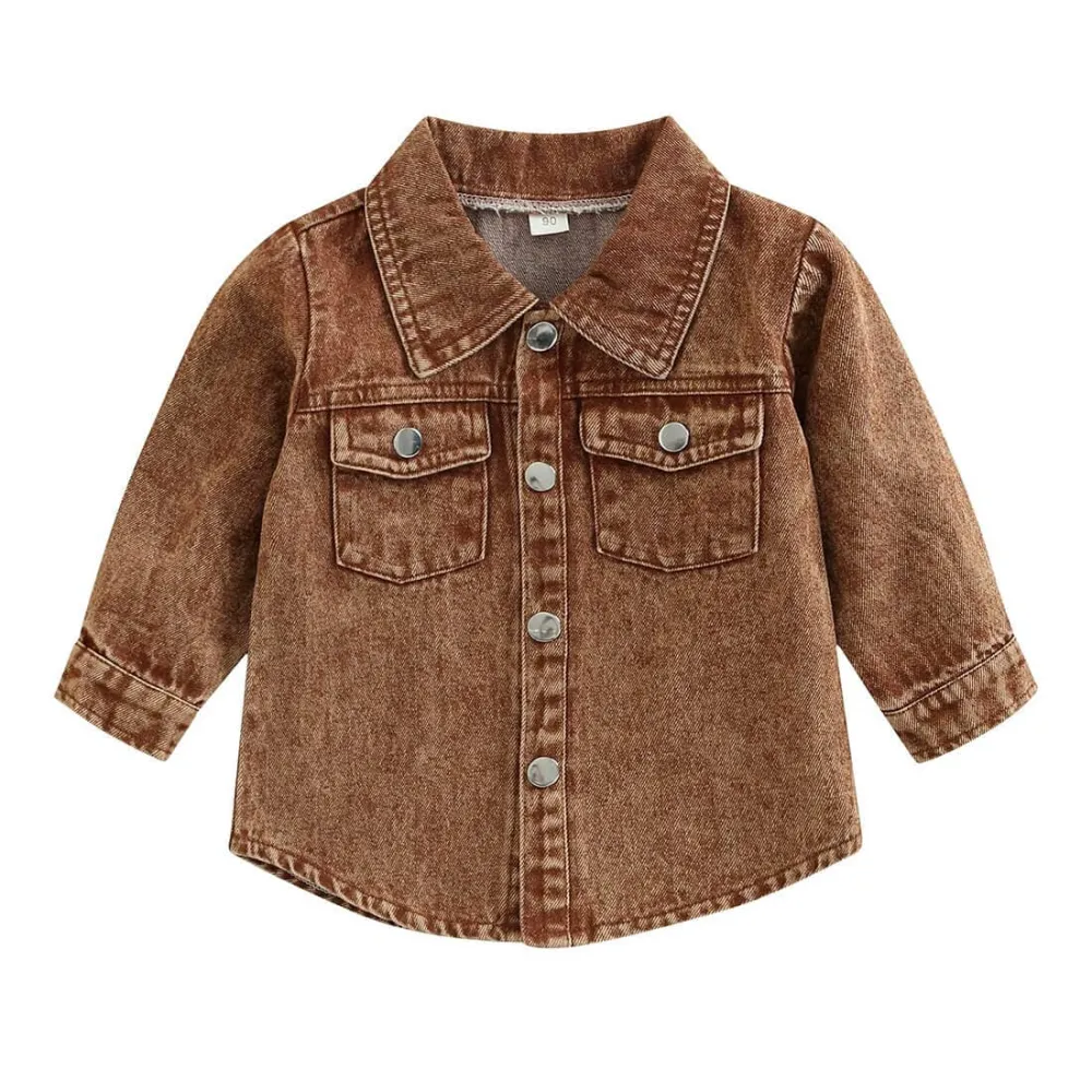 Brown Denim Toddler Shirt