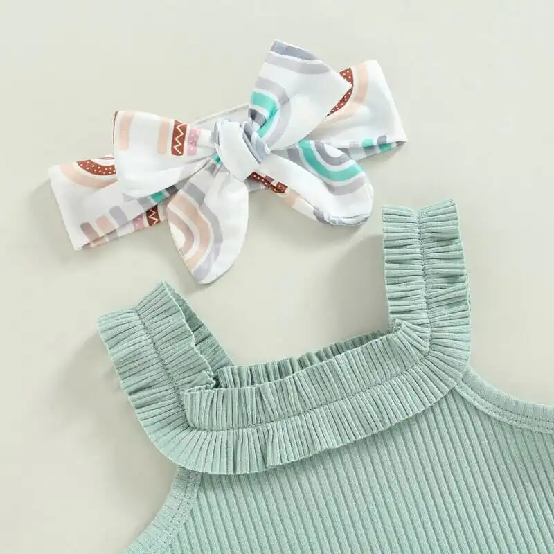 Green Rainbow Ruffled Baby Set