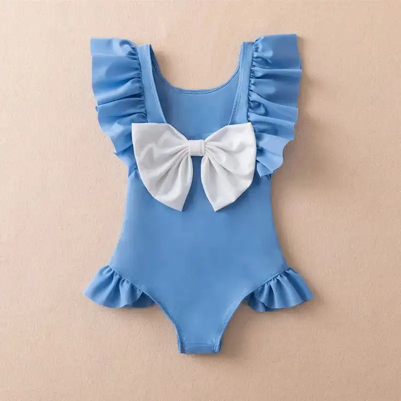 Girls One Piece Swimsuit with Bowknot