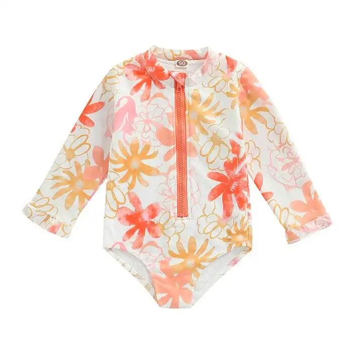 Floral Zipper Toddler Swimsuit