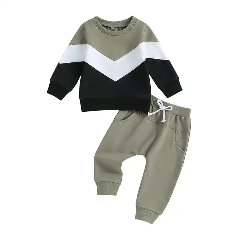 Long Sleeve Color Block Baby Set