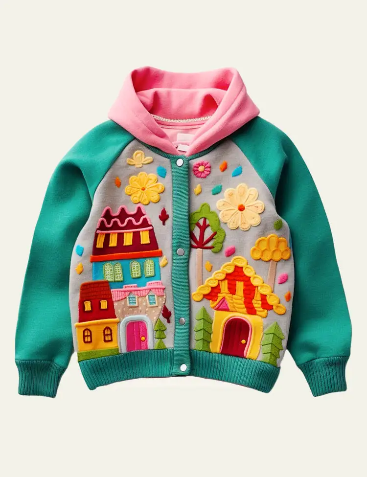 Toddler Kid Dream Town Botton Design Long Sleeves Jacket