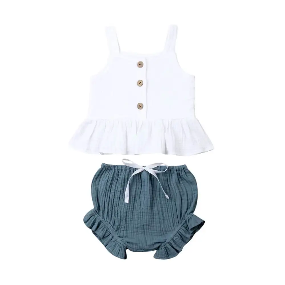 White Ruffled Top Toddler Set