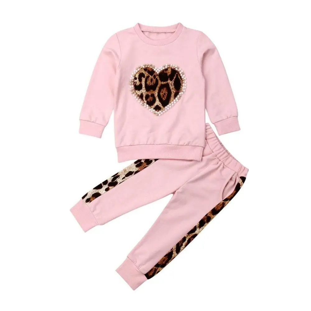 Leopard Heart Pink Toddler Set