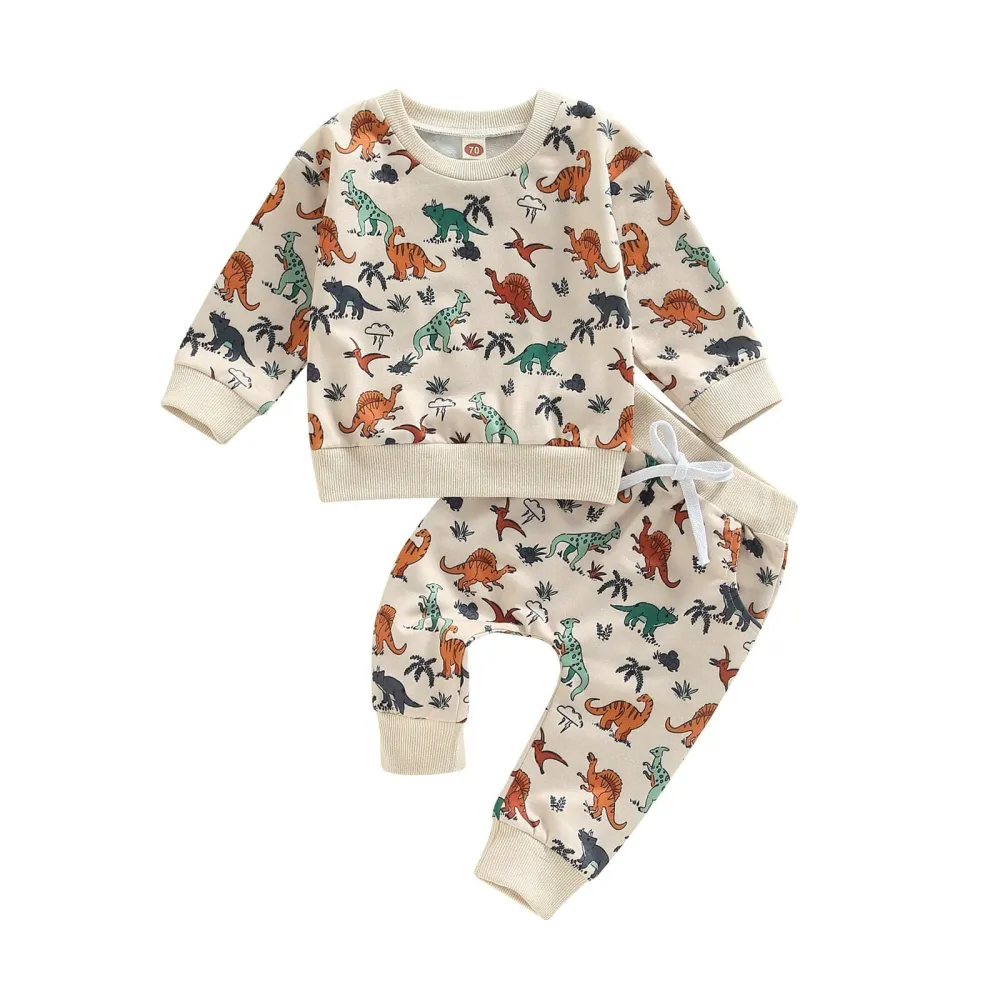 Boys Dinosaur Print Pullover Set