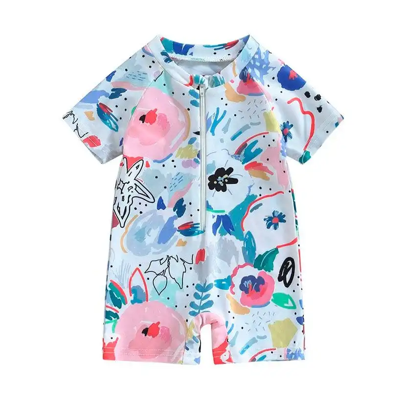 Watercolor Zipper Baby Swimsuit