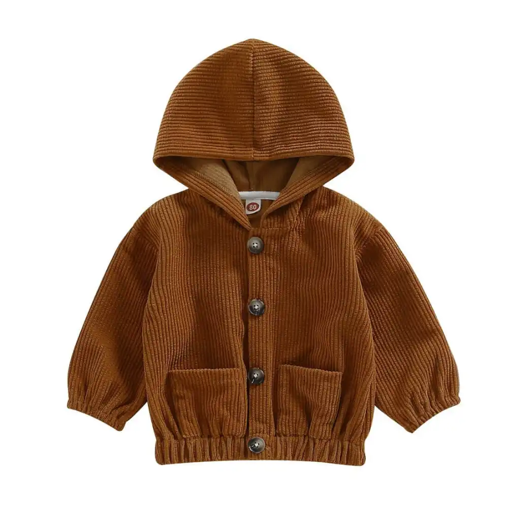 Solid Corduroy Hooded Toddler Jacket