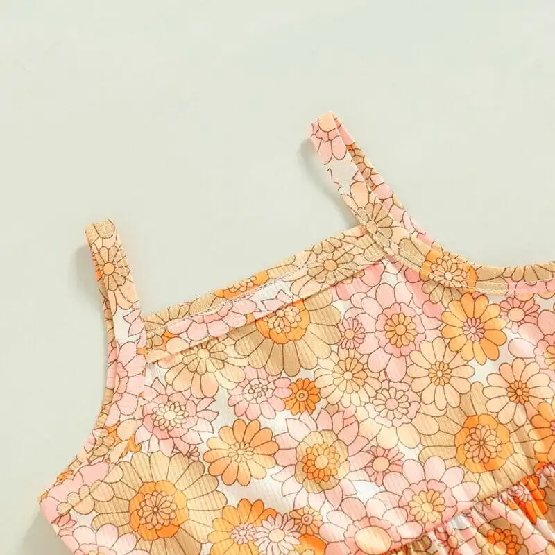 Floral Ruffled Top Flared Toddler Set