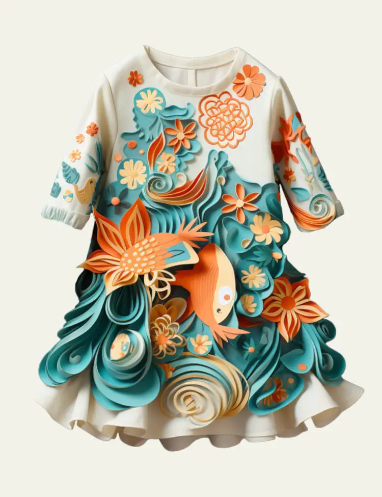 Toddler Kid Girl Sea Flowers Dress