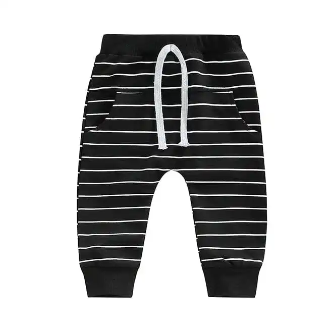 Solid Striped Baby Pants