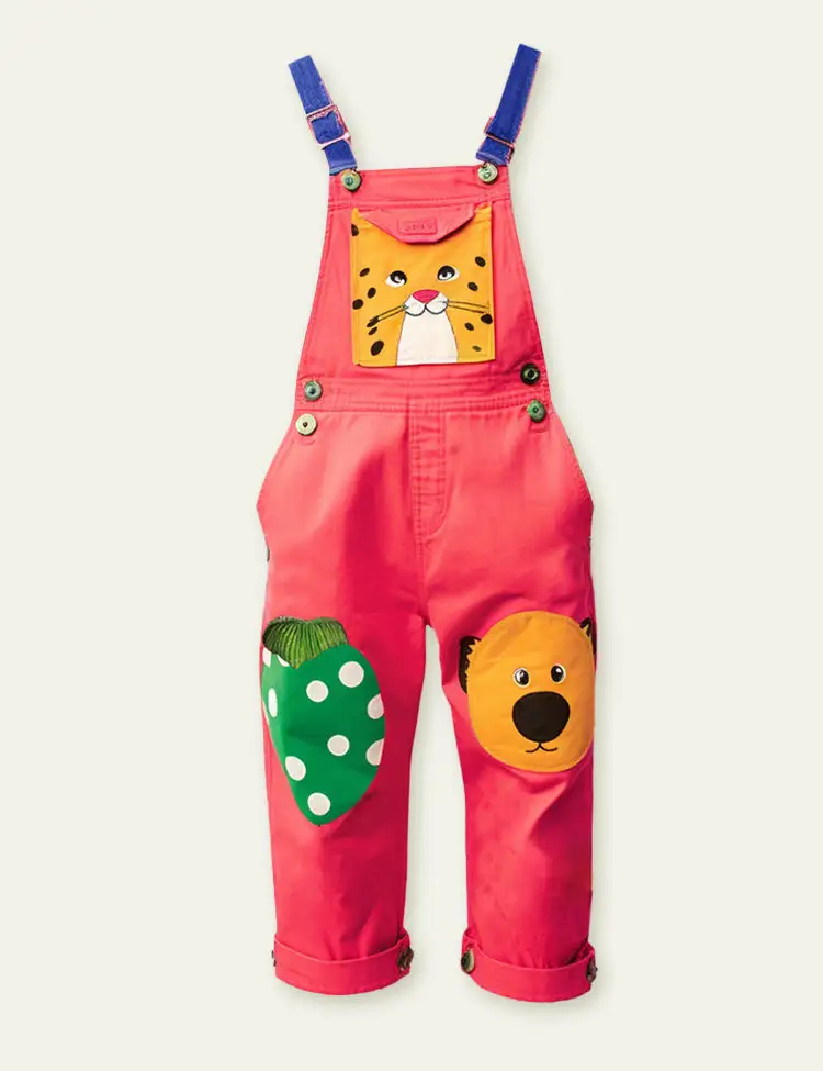 Toddler Kid Unisex Animal Applique Overalls