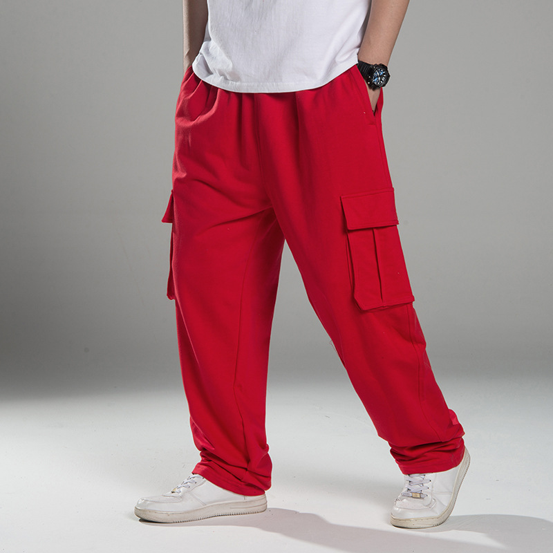 Men's plus size slacks multi-pocket slacks