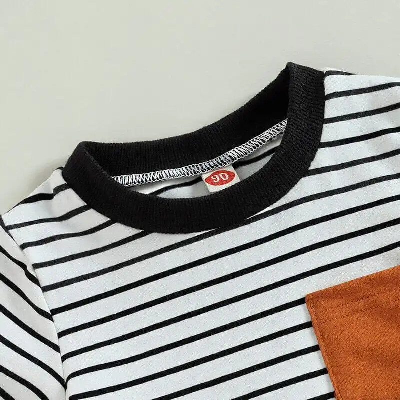 Striped Tee Black Shorts Baby Set
