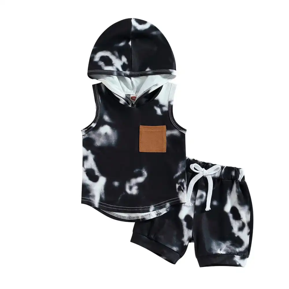 Sleeveless Tie Dye Hooded Baby Set