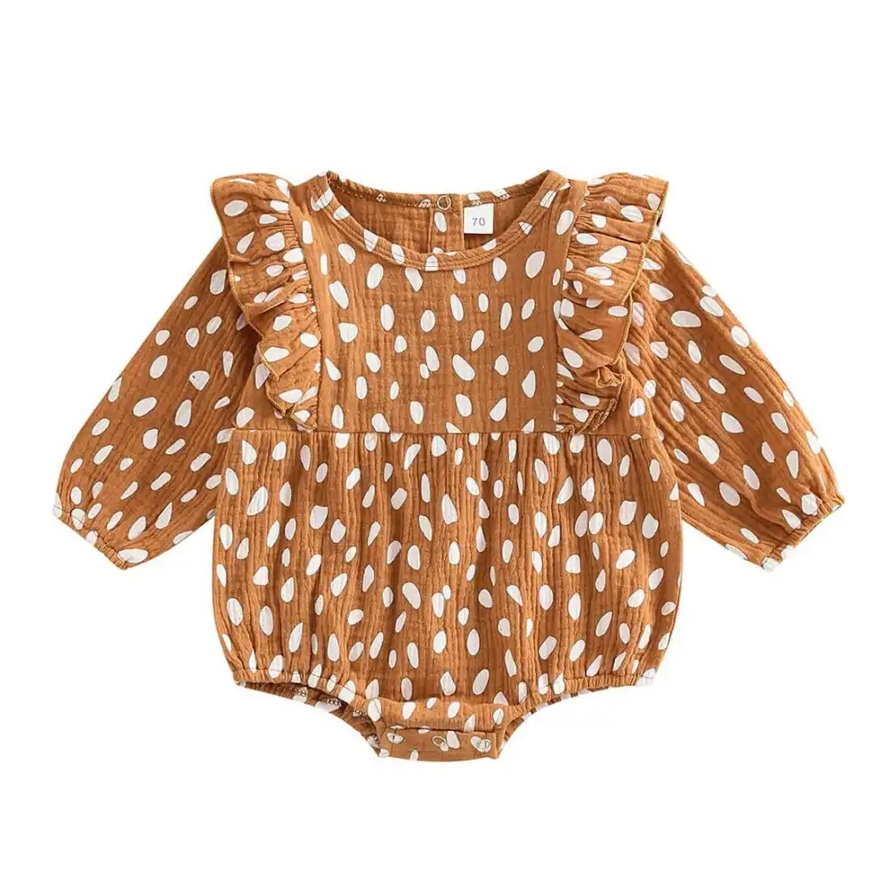 Long Sleeve Polka Dot Baby Romper
