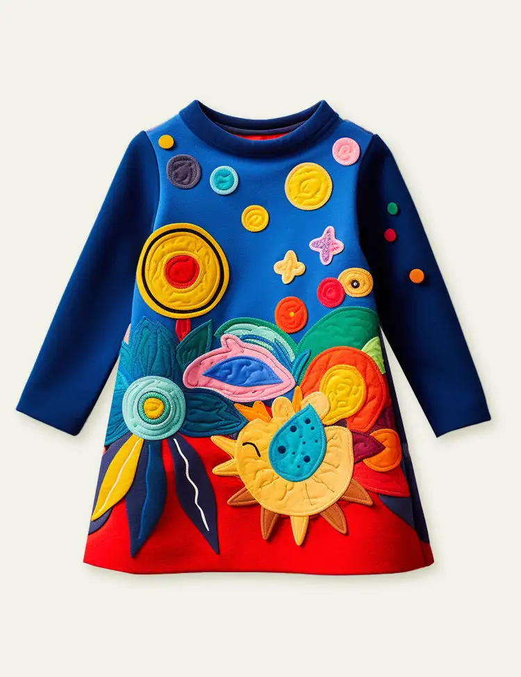 Toddler Kid Girl Artistic Eye Long Sleeve Dress