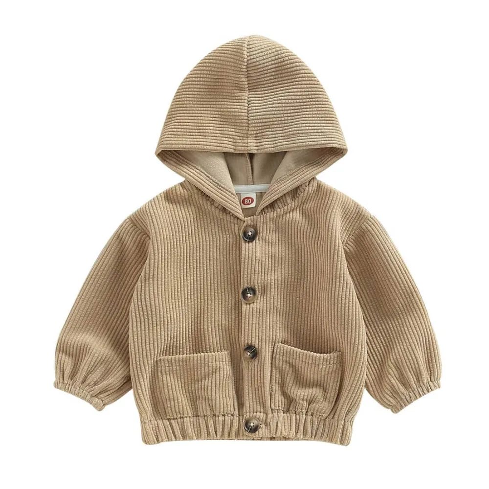 Solid Corduroy Hooded Toddler Jacket