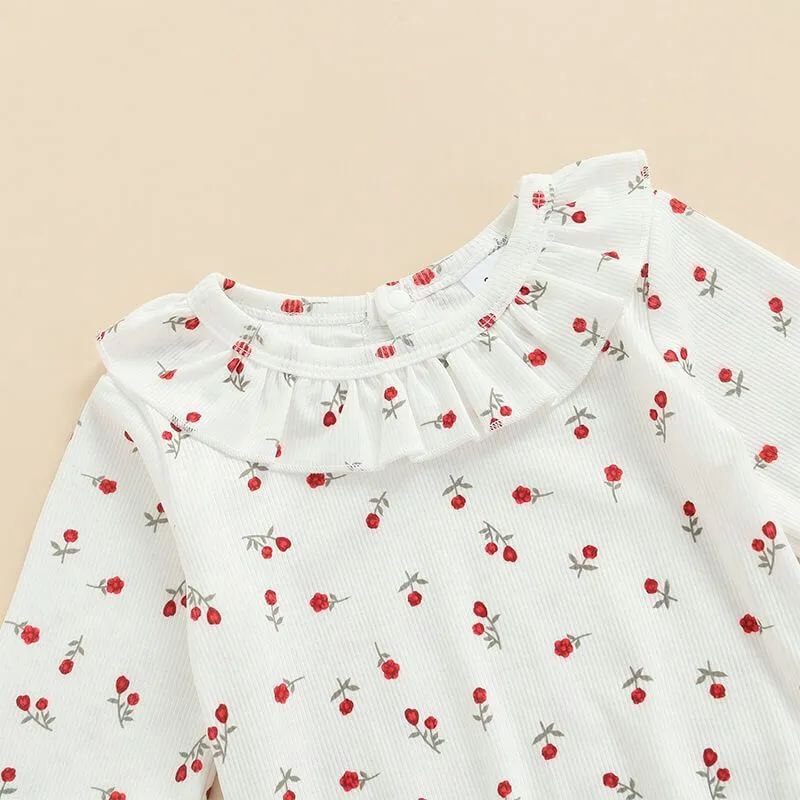Floral Corduroy Ruffled Baby Set