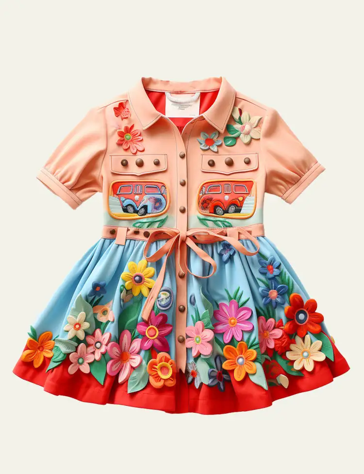 Toddler Kid Girl Garden Bloom Button Dress