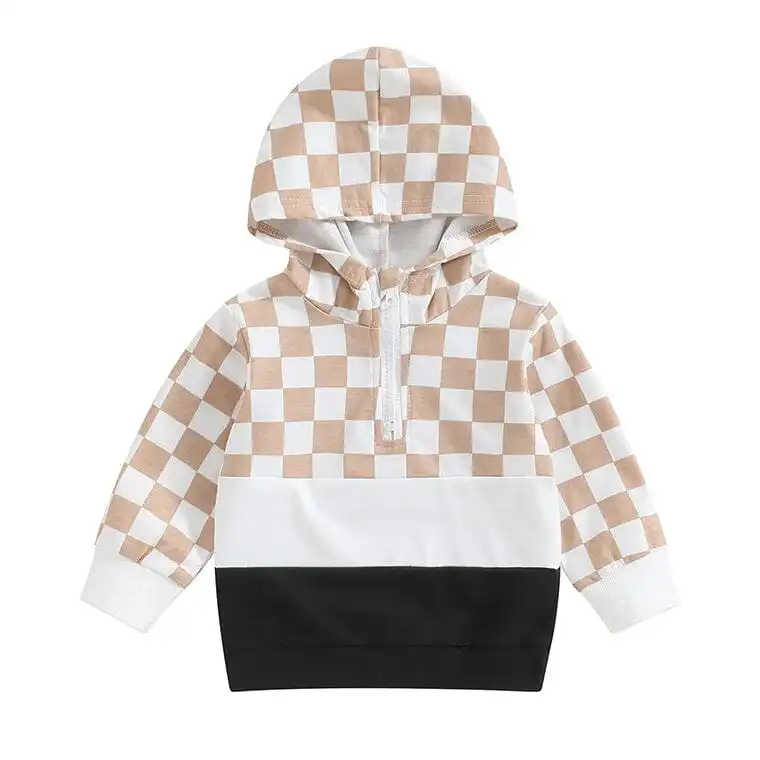 Plaid Zipper Toddler Hoodie