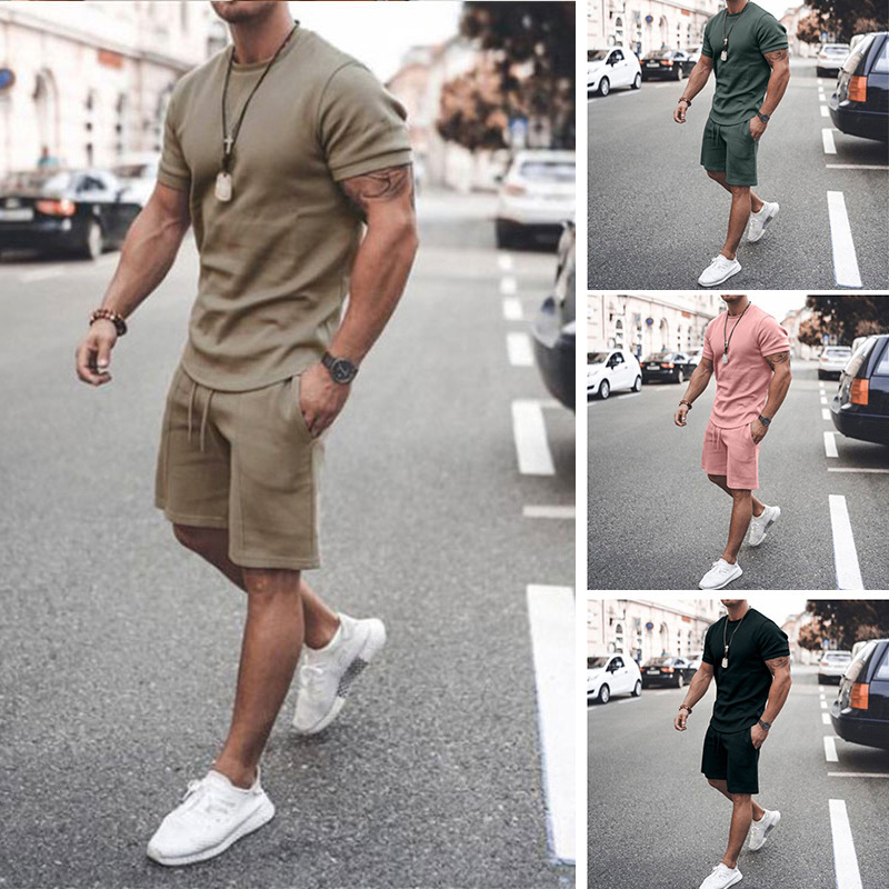 2021 new men's short-sleeved shorts suit sports casual suit