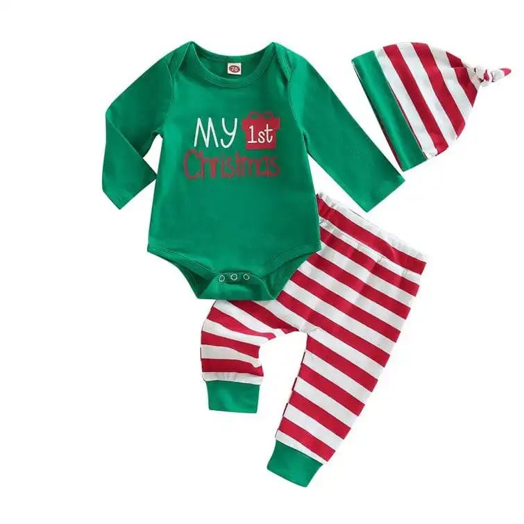 My First Christmas Striped Baby Set
