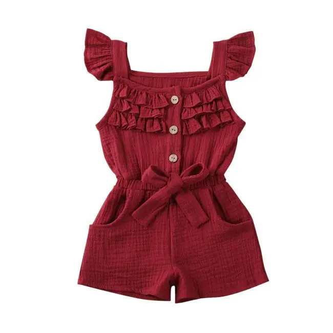 Fly Sleeve Solid Toddler Romper