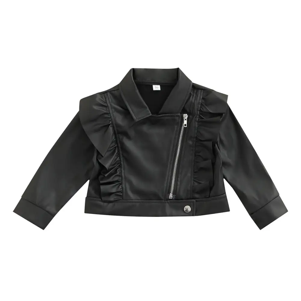 Black Ruffled Zipper Toddler Jacket