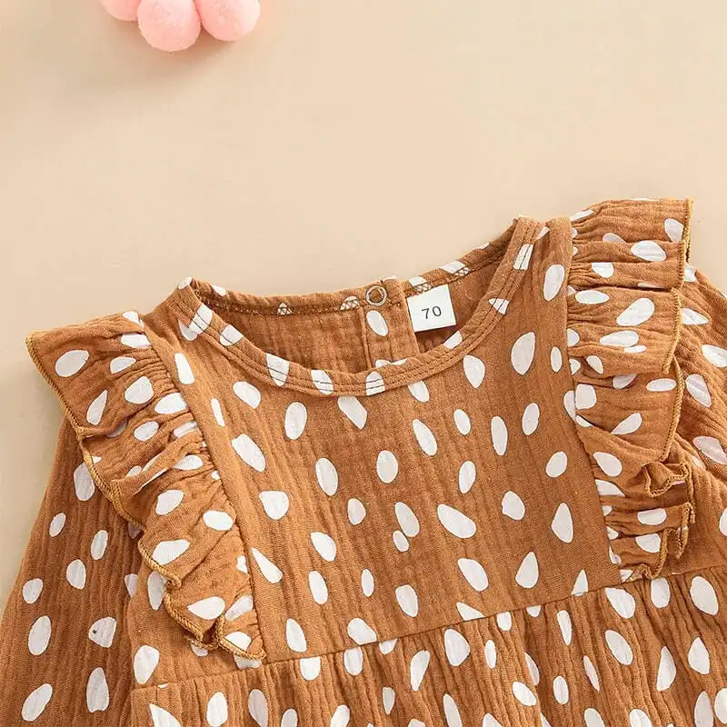 Long Sleeve Polka Dot Baby Romper