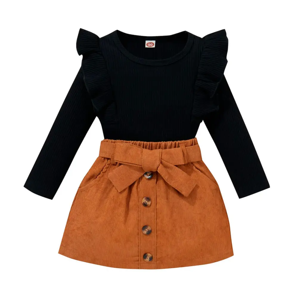 Brown Bow Skirt Toddler Set