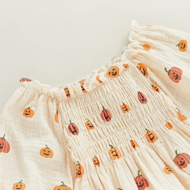 Long Sleeve Ruched Halloween Baby Romper