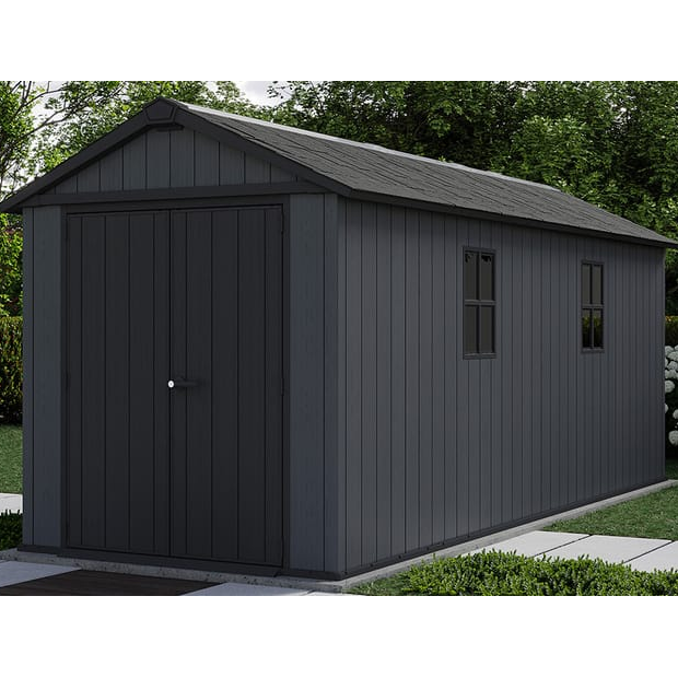 Newton Plus 7.5x17 Storage Shed - Grey