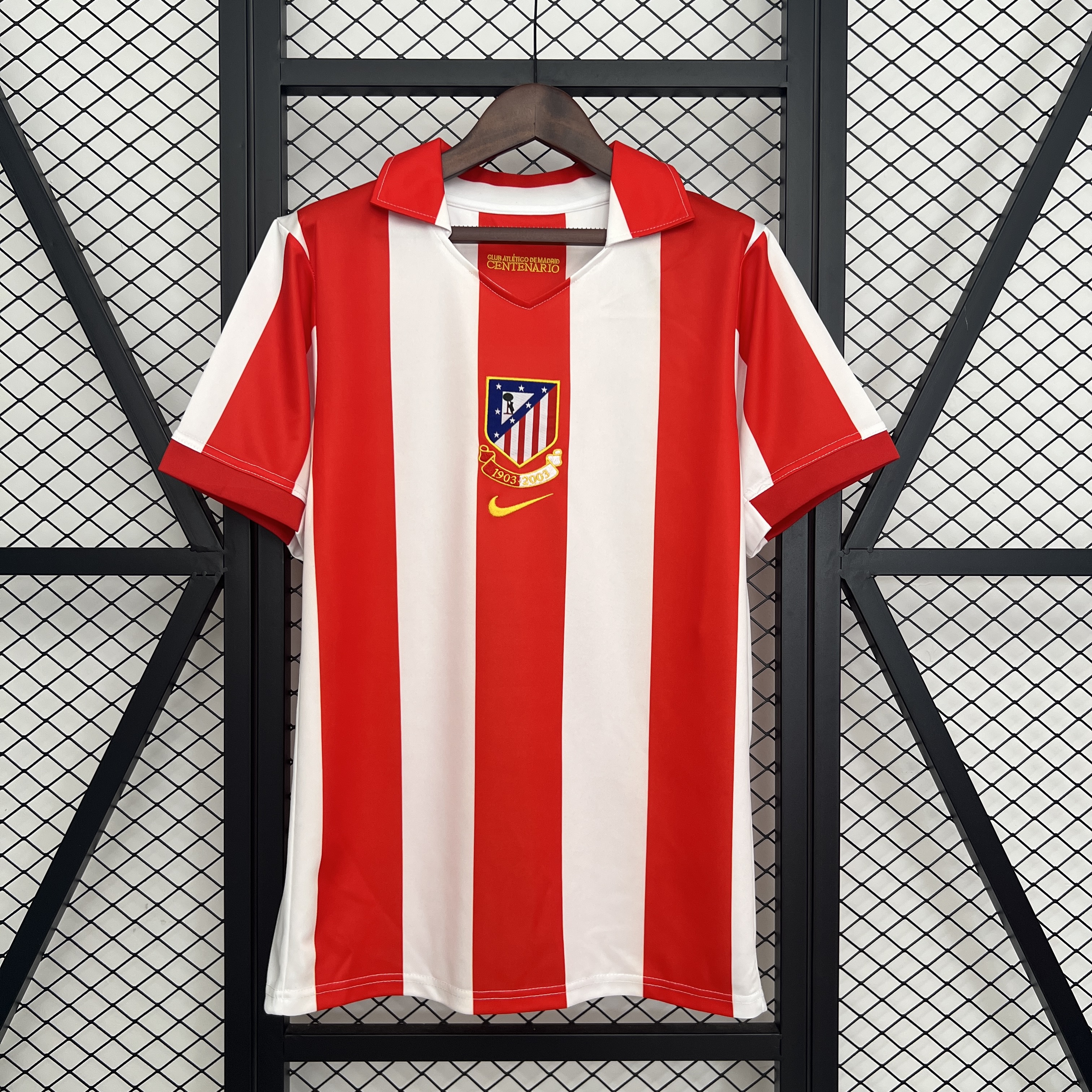Retro Atletico Madrid 03/04 Centenary Home Stadium Jersey