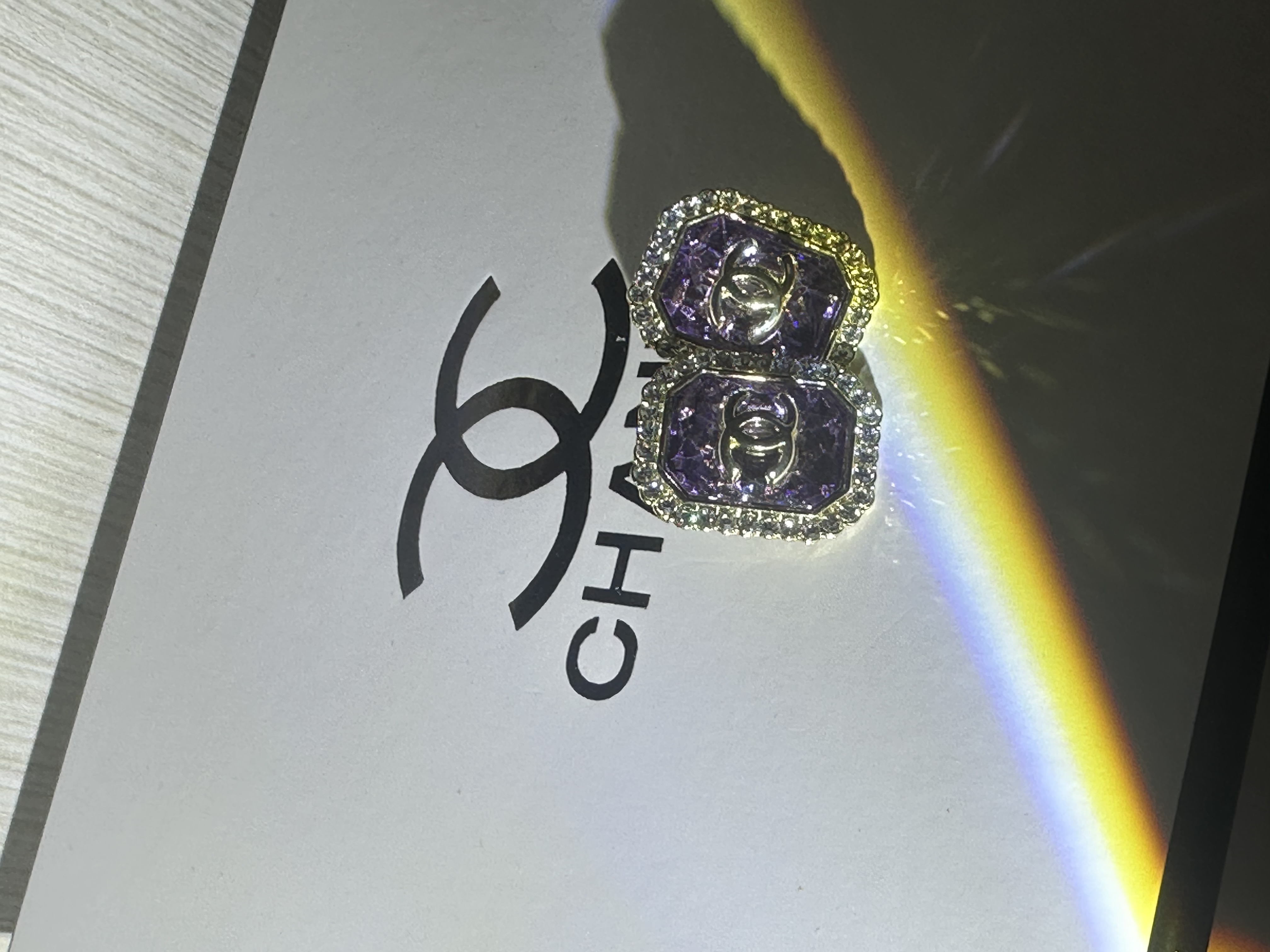 Regal Purple & Diamond - encrusted Chanel - inspired Earrings