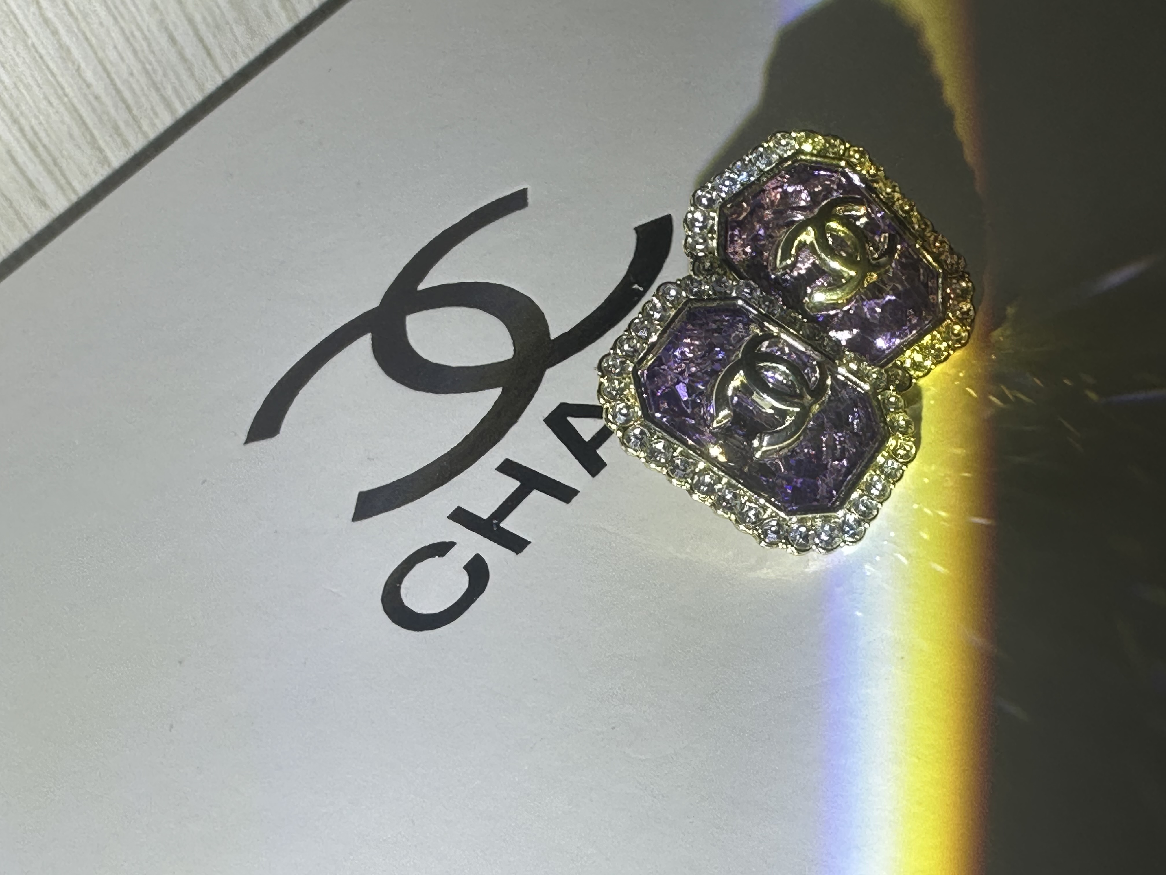 Regal Purple & Diamond - encrusted Chanel - inspired Earrings