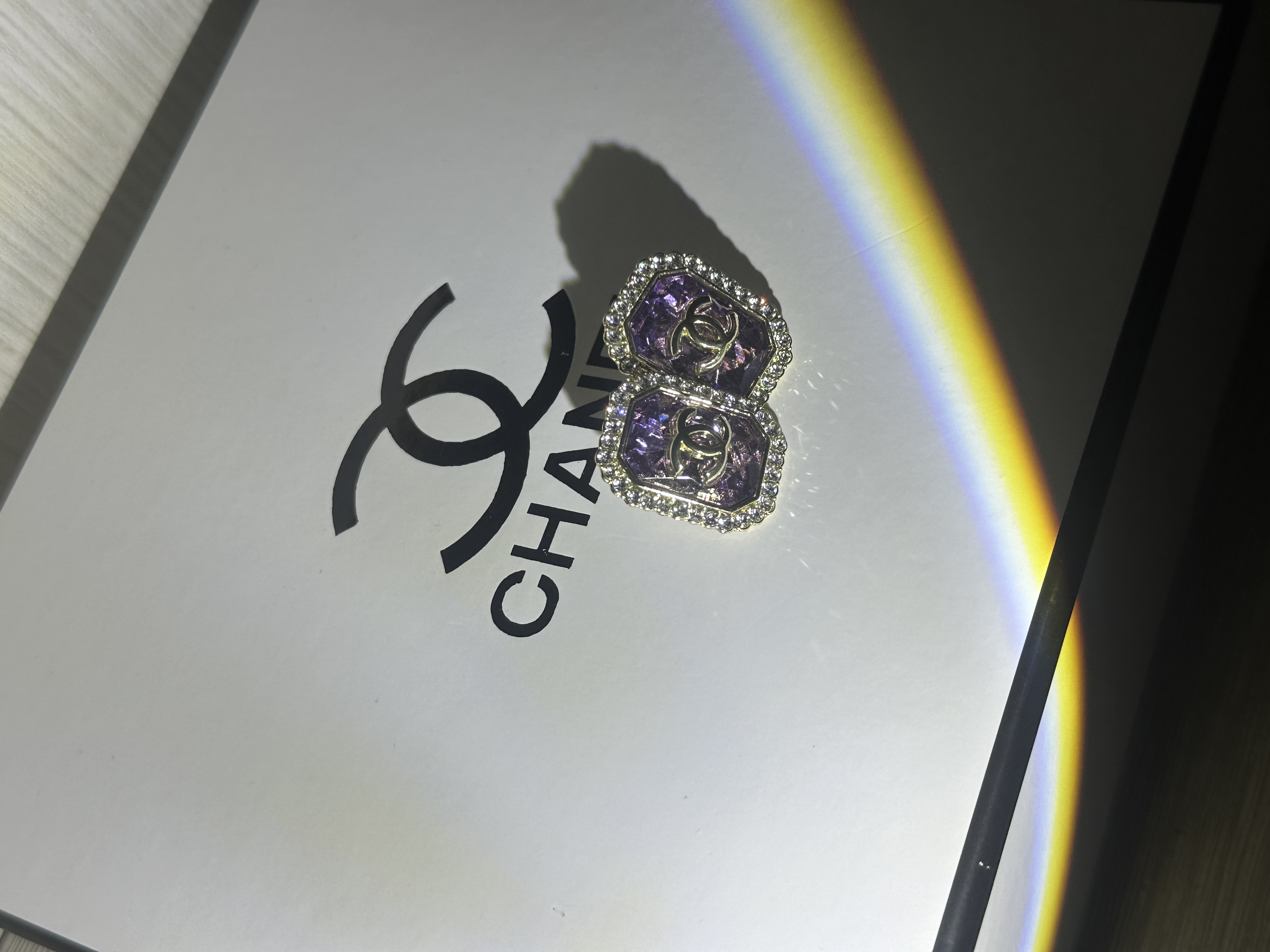 Regal Purple & Diamond - encrusted Chanel - inspired Earrings
