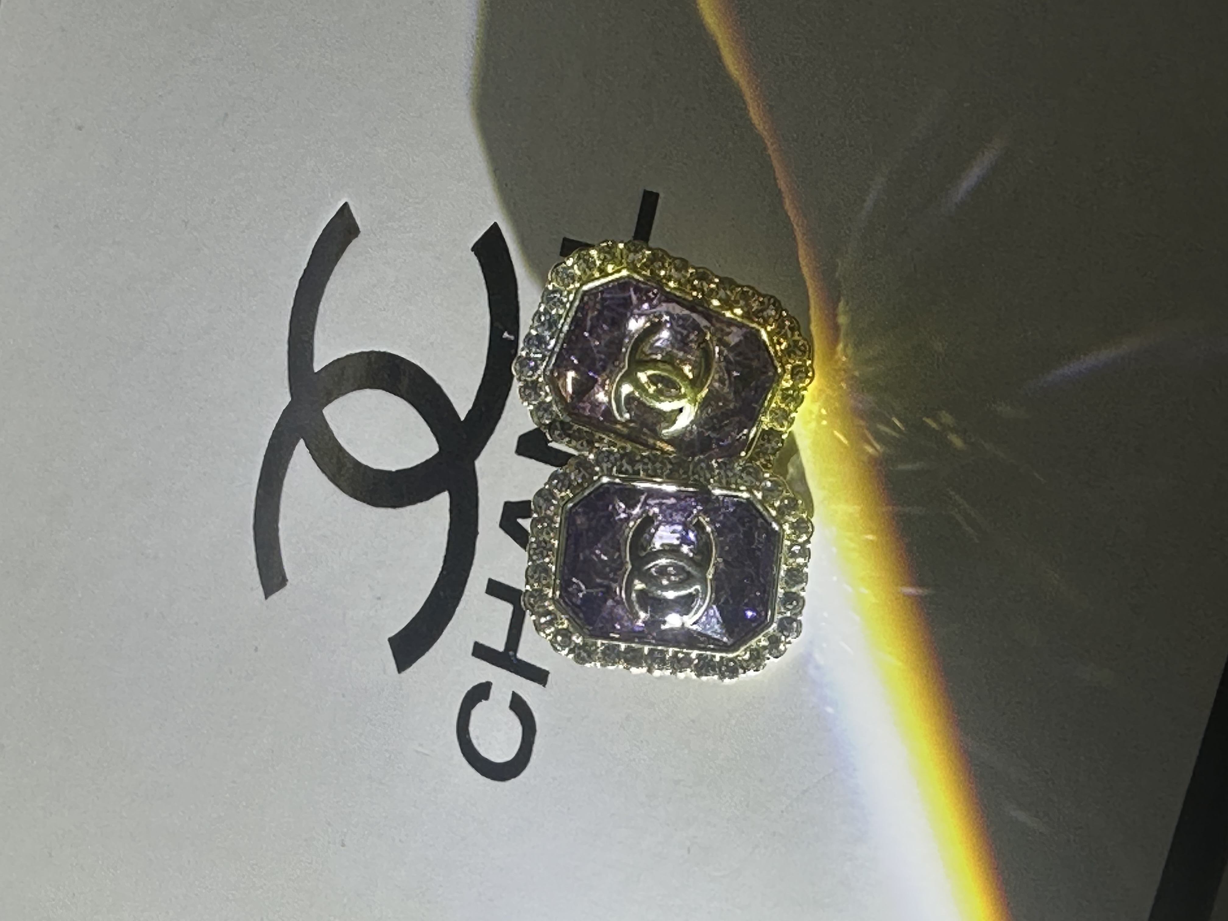 Regal Purple & Diamond - encrusted Chanel - inspired Earrings