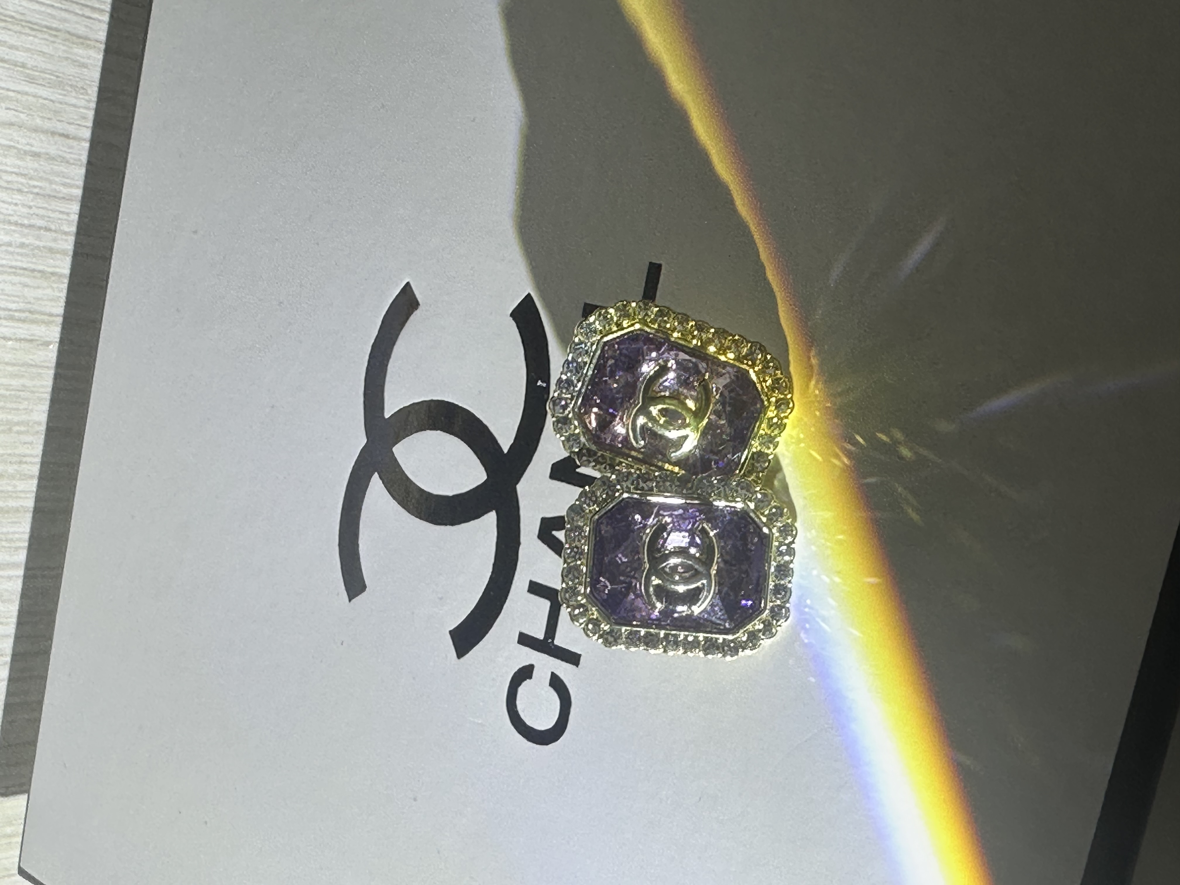 Regal Purple & Diamond - encrusted Chanel - inspired Earrings