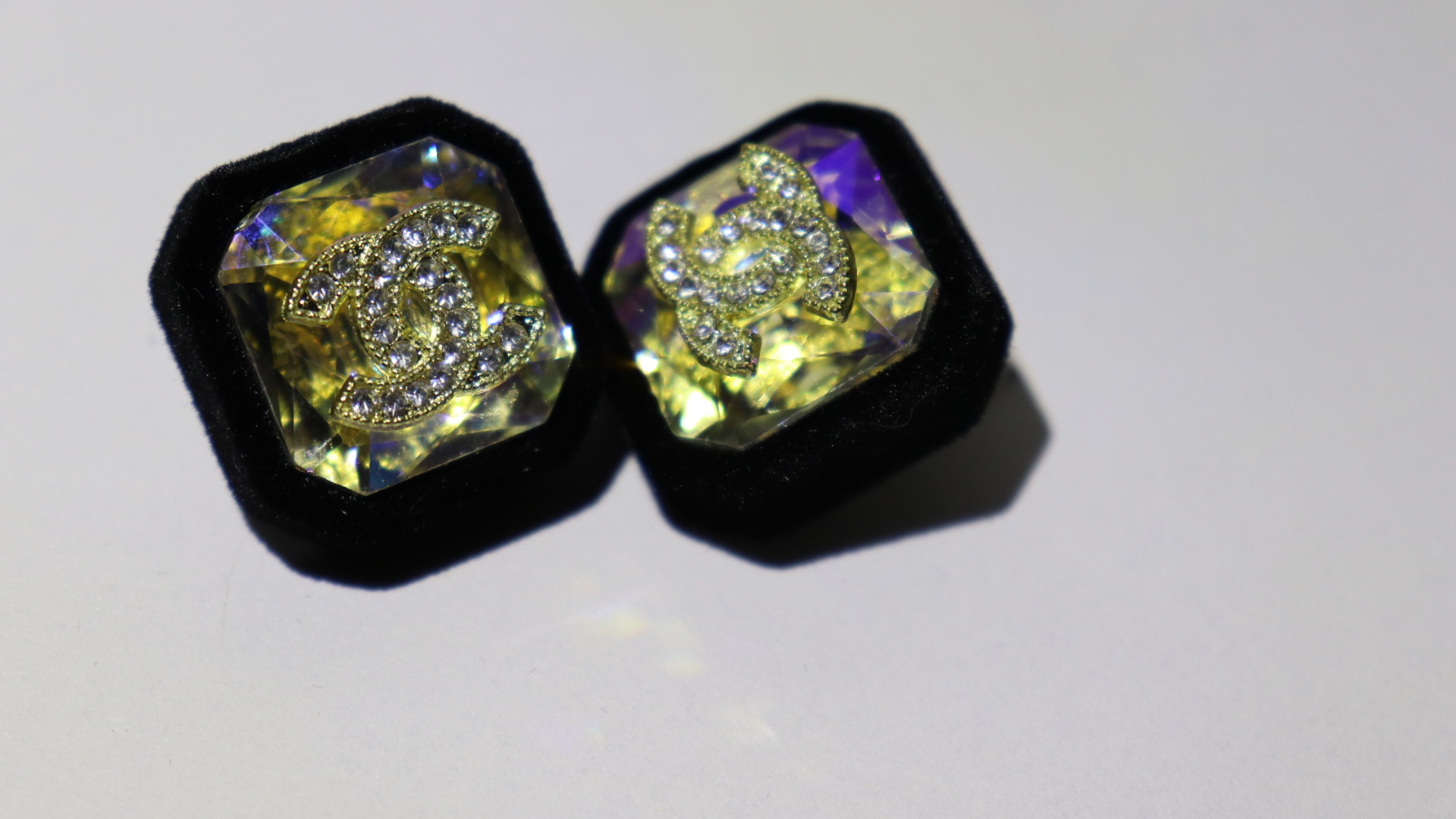 Gemstone earrings with black