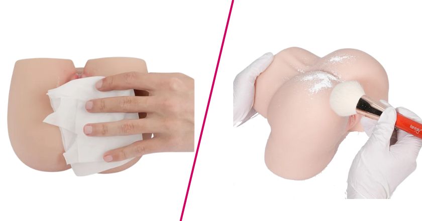 Step-by-step drying & powdering process showing how to use sex doll properly after washing