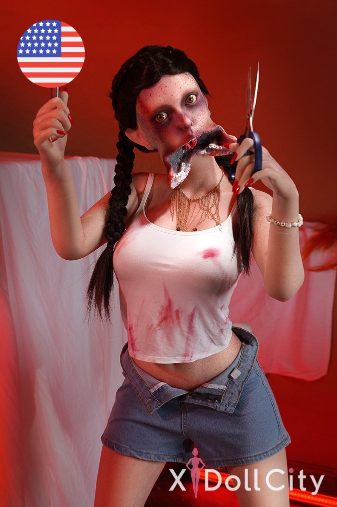 US Stock - 158cm/5ft2 D-cup All-In-One Silicone Adult Sex Doll – Zombiella - Head #Z1
