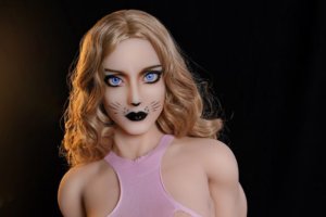 Realistic Anthro sex doll with feline features, perfect for fantasy and collectors