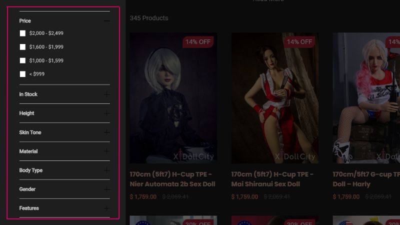 xdollcity sex doll filter categories screenshot